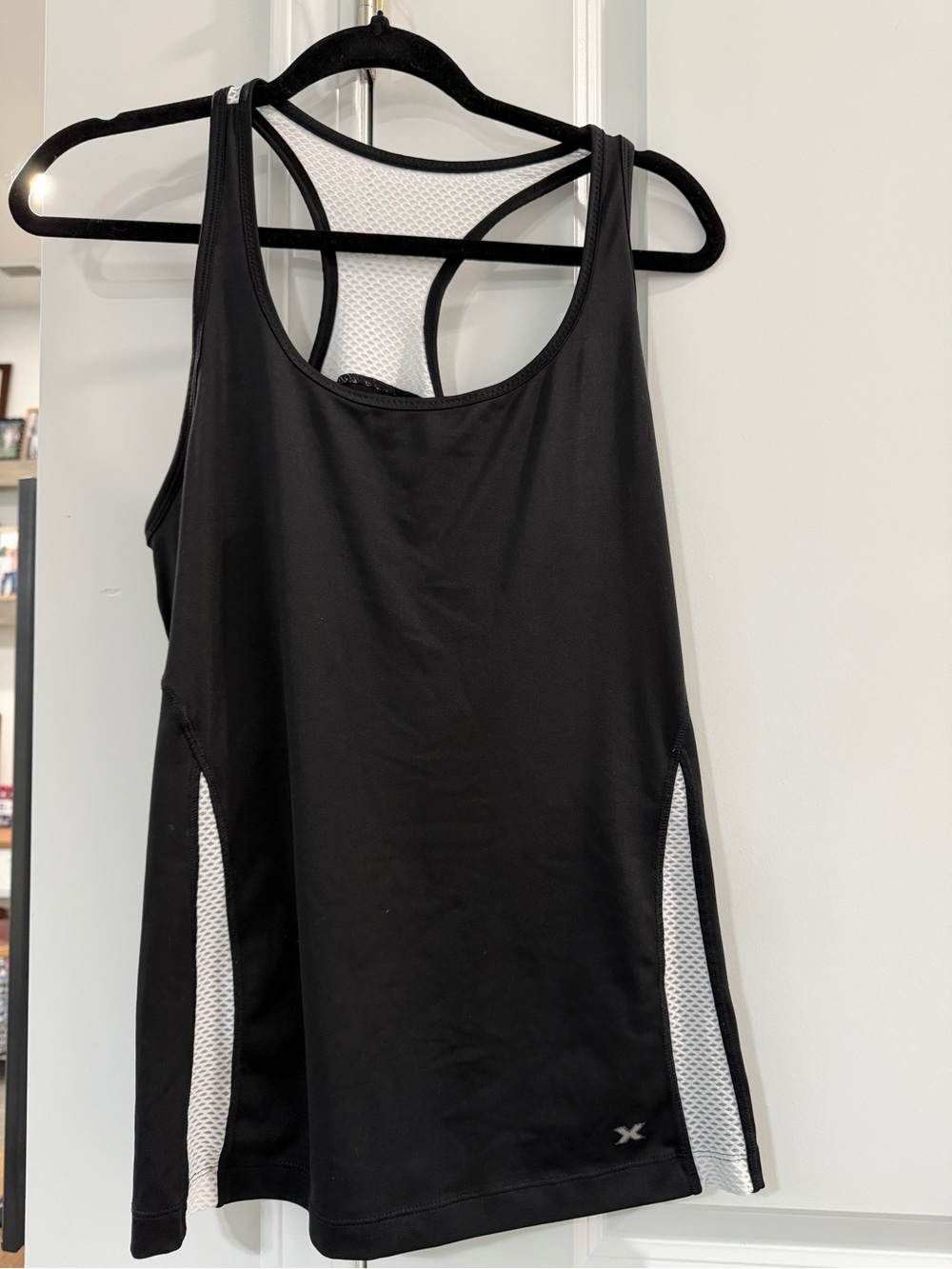 Xersion Black Tank Top with White Mesh Panels